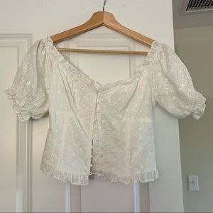 Floral puff sleeve crop top